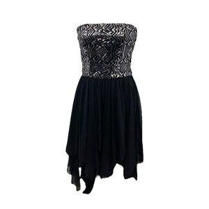 Love Reign Women's Halter Dress Black and Silver Sequined Zipped Back Size 9